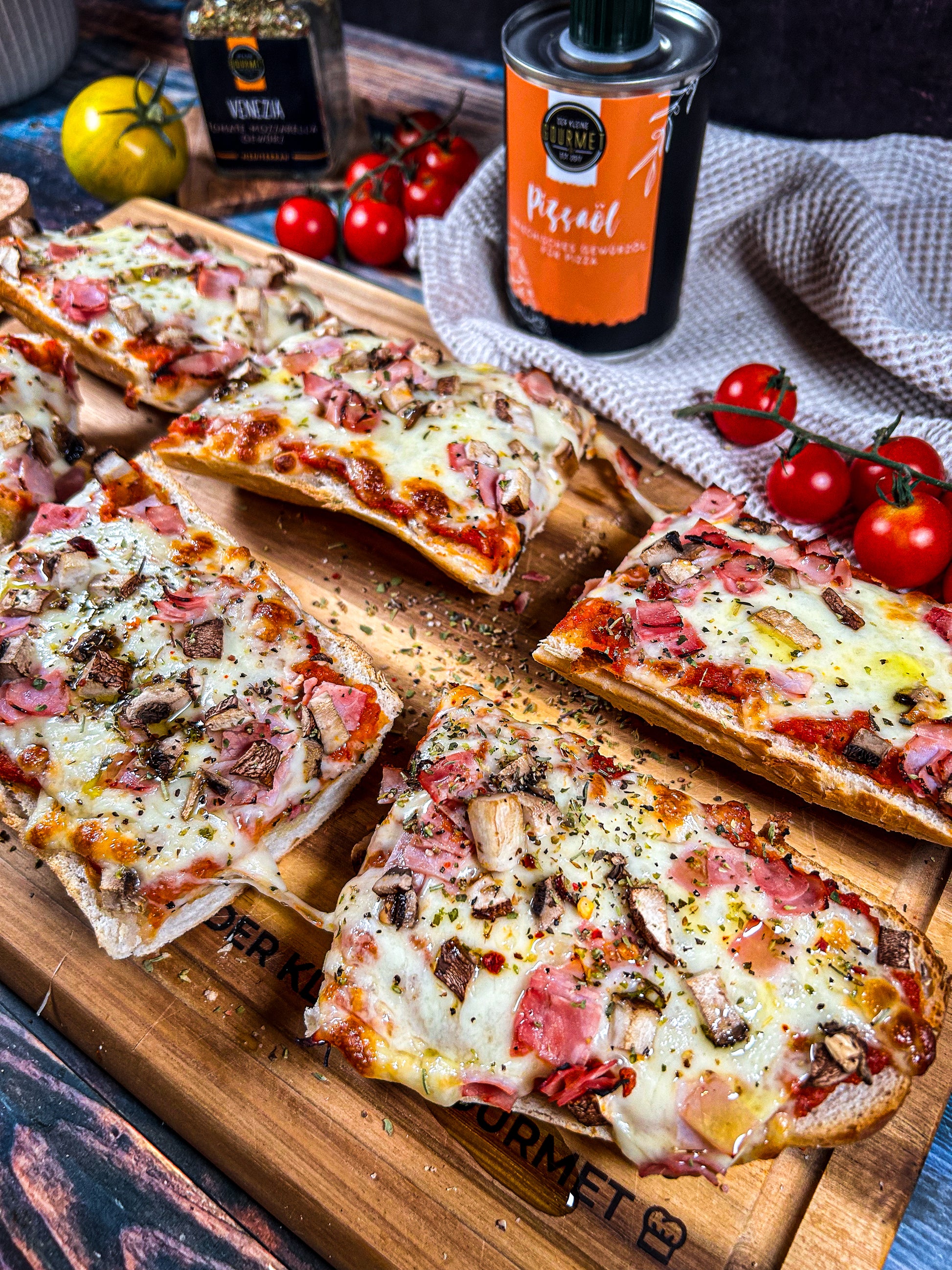 Rezeptidee für Pizzabaguette mit Pizzaöl